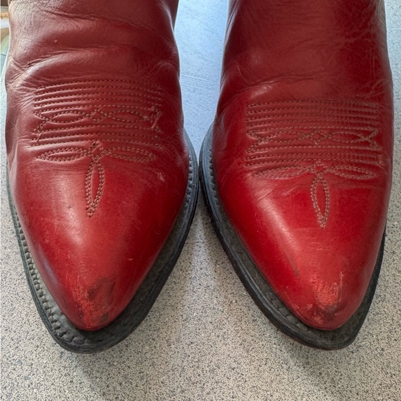 Abilene Boot Co. Red leather cowboy boots 9 western vintage 90s cowgirl 80s - Picture 3 of 16